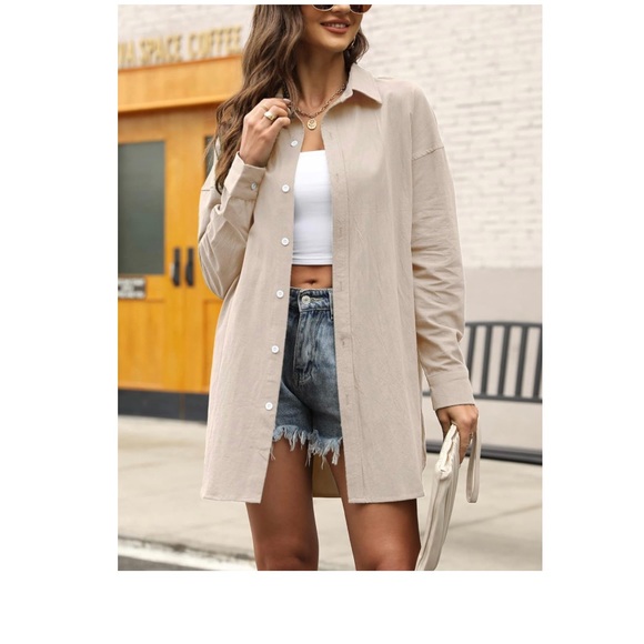 Women's Plus Size Oversized Button Down Shirt - Picture 3 of 3